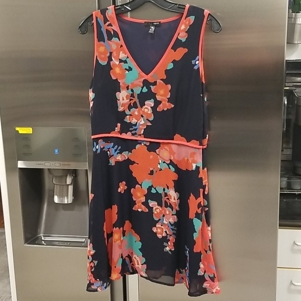 💕AQUA💕 V-neck Sleeveless Chiffon Dress Medium